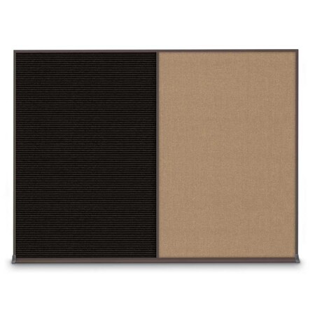 United Visual Products Double Door Radius Plus Corkboard, 60"X UV8004PLUS-BLACK-BUFF